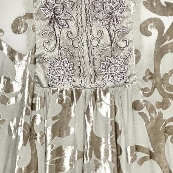 Indigo Soul Burnout Velvet Tunic Top Plus 3XL NWT Champagne Gray Boho Party Glam - Picture 6 of 9